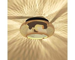 KZQ Plafondventilator met verlichting bamboe look 50cm transparante bladen met afstandsbediening