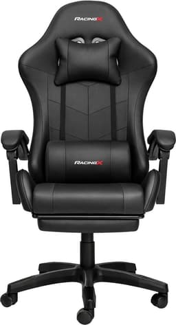 RACINGX- Game Stoel Met Voetsteun - Gaming Stoel - Ergonomische Bureaustoel - Gamestoel - Verstelbaar - Gaming Chair - Zwart — thumbnail 2