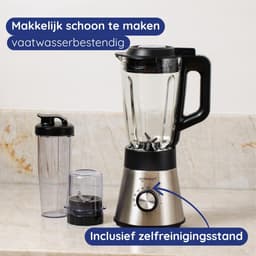 Keuken Blender - Smoothie Maker - Gezond Mixen - 5 Programma's - 1.5L Kan - Zilver — thumbnail 5