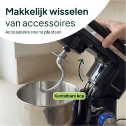 Keukenrobot - Mixer Keuken - Bakken Ingrediënten - Krachtige Motor - 6.2L Kom - Zwart — thumbnail 2