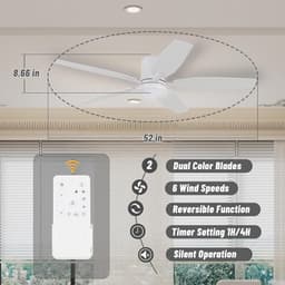 Plafondventilator met Licht - Ventilator voor Plafond - Ruimte Koelen en Verlichten - Stille DC-motor met 6 Snelheden — thumbnail 3
