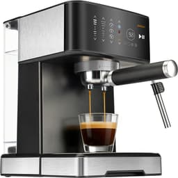 Vankel Halfautomatische Espressomachine -20 Bar professionele hoge druk extractie -1400W pistonmachine -1,7L waterreservoir-6 kopgrootte-en temperatuurstanden-touchscreen kleurendisplay - RVS stoompijpje -compatibel met Nespresso & Dolce Gusto-zwart — thumbnail 1
