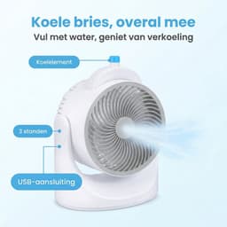 Cheqo® Tafelventilator met Koelelement - Mini Ventilator - Aircooler - Luchtkoeler - USB Ventilator - Mini Airco - Bureau Ventilator - Ventilator met Water - Waterkoeling - LED Verlichting - Draagbare Ventilator - Air Cooler — thumbnail 2