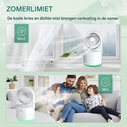 longziming -Draagbare Tafelventilator - Draagbare Luchtbevochtiger - USB Ventilator Met Nevel - Koelnevel Functie - 7-Kleuren Nachtlamp - ABS En Zacht PP - Ideaal Voor Slaapkamer En Kantoor - 1 Stuk — thumbnail 4
