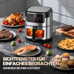 Heteluchtfriteuse Oven - Airfryer Groot - Gezond Frituren - 10 Liter Inhoud - 2100 Watt - Zwart — thumbnail 3