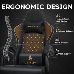 Homaxy - Game Stoel - Gaming Stoel - Bureaustoel - Ergonomische Bureaustoel - Gamestoel - Verstelbaar - Gaming Chair - Inclusief voetensteun - Zwart — thumbnail 2