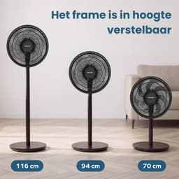 Auronic Statiefventilator - Staande Ventilator - Hoogte Verstelbaar - Roterend - Fluisterstil - 3 Snelheden - Stille Ventilator - Zwart — thumbnail 4