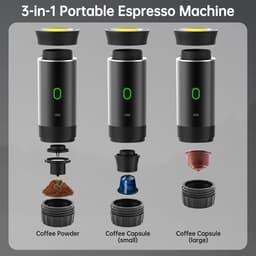 Koffiemachines - Koffiezetapparaat - Draagbaar Koffiezetapparaat - Koffiemolen - Compact koffiezetapparaat - Miniatuur draagbaar espressoapparaat - Elektrisch reiskoffiezetapparaat met verwarming - Van 60 ml - Voor wandelen - Zwart — thumbnail 2