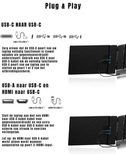 DnA® Professionele Portable Monitor - USB-C - 14 Inch - Draagbare Monitor - Portable Monitor Voor Laptop - Zwart - 2cm x 24cm x 24cm — thumbnail 4
