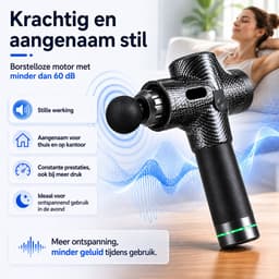 Gloovon® Massage Gun - Massagepistool - 12mm Amplitude & 30 Standen - Inclusief 6 Opzetstukken & Stevige Koffer - LCD Display - Stil - Zwart — thumbnail 3