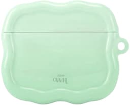 xoxo Wildhearts hoesje geschikt voor AirPods 4 - Sage Sorbet - Ook als telefoonhoesje verkrijgbaar - Schokbestendige wavy case - Koptelefoonhoesje - Beschermhoes met golvend design - Groen — thumbnail 1