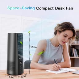 13-inch bureauventilator, draagbare bladeloze ventilator, kleine, stille tafelventilator met 60° oscillatie, 5 snelheden & 9-uurs timer, LED-display, knopbediening, eenvoudig te reinigen — thumbnail 3