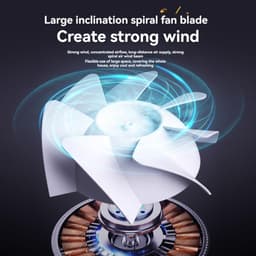 Tafelventilator - Ventilator - Bureauventilator - USB-opladen - Stil ontwerp - Uitgerust met een 5400mAh batterij en LED display - Instelbare windsnelheid - 90° kantelbaar, geschikt voor plafond of wandmontage - Donkergrijs — thumbnail 3