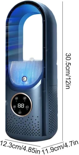 Luchtkoeler - Bladeloos -Mini desktop luchtkoeler - Luchtkoeler- Koelunit -USB oplaadbaar -Draagbaar - 6 ventilatorsnelheden- Bevochtiging en luchtzuivering - Timerfunctie - Sfeerverlichting - Geschikt voor gebruik op het bureau en buitenshuis -Wit — thumbnail 2