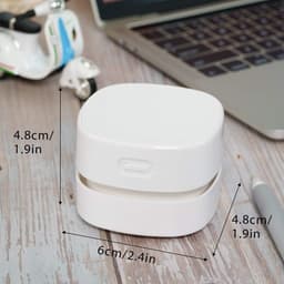 Mini Desktop Stofzuiger - kruimelzuiger - USB oplaadbaar - Draadloze Desk Vacuum - Draagbare tafelstofzuiger - Toetsenbord Stofzuiger - Kruimeldief - Voor verwijderen van stof, borstelhaar en vuil - 6*4.8cm - Wit — thumbnail 4