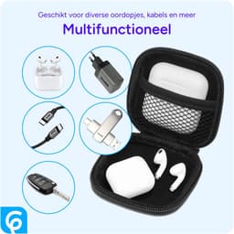 Universeel Hoesje voor Oordopjes | Tasje | Pouch | Reistas | Etui | Past in broekzak | Geschikt voor AirPods, Buds, draadloze en bedrade oortjes | Kabel Hoesje | Zwart — thumbnail 2