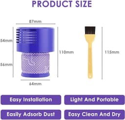 Filters voor Dyson V10 SV12 Cyclone-serie- compatibel met V10 Absolute- V10 Animal en V10 Total Clean. Accessoires voor Dyson stofzuigerfilters: wasbare filters en stofzuigerborstels. — thumbnail 5