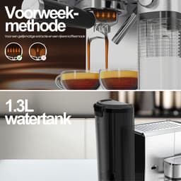 Espressomachine 20 Bar - Auto Melkopschuimer - Coffee Machine - Italiaanse pomp - RvS Koffiemachines - COOK-IT — thumbnail 4
