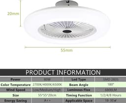 Equivera Plafonniere met Ventilator - Plafondventilator - Plafondventilator Afstandsbediening - Plafondventilator Slaapkamer - Plafond Ventilator met Verlichting - Plafondlamp - Plafonniere - Ideaal voor in uw slaapkamer! — thumbnail 2