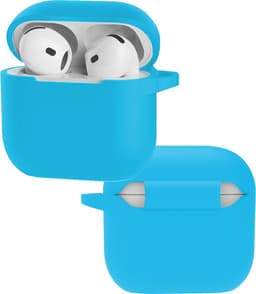 Hoes - Geschikt voor Apple AirPods 4 / 5 - Siliconen Hoesje met Clip - Silicone Case Cover - Lichtblauw — thumbnail 1
