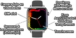 GPSHorlogeKids© - GPS horloge kind - smartwatch kinderen - WhatsApp - 4G videobellen - SOS alarm - TikTok - Google Assistant - facebook - smartwatch kind - nieuw 2025 - incl SIM – model Flux Zwart — thumbnail 2