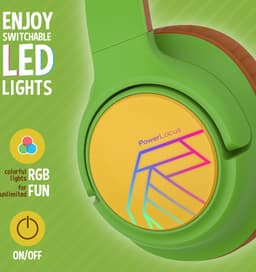 PowerLocus Bobo - Draadloze Koptelefoon voor Kinderen - Bluetooth koptelefoon - 74/85/94dB Volumebegrenzing - Led Verlichting - Audio Sharing Functie - Turtle — thumbnail 3