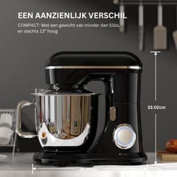 White-Label® Mixer met Mengkom - Keukenmachine - Keukenrobot - Zwart — thumbnail 2