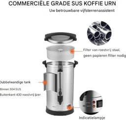 Koffiedispenser 9,75L - 65 Kopjes - 1500W - Voor Kantoor & Feesten — thumbnail 4