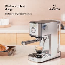 Klarstein Steelpresso Touch Slim Portafilterapparaat - 20 Bar - 1350 W - 1.2 Liter waterreservoir - Stoompijpje - Roestvrij Staal - Compact - Zilver — thumbnail 2