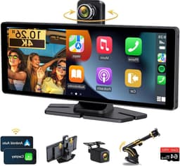 10.26 Inch Wireless Carplay Android Display with Apple Carplay, 4K Dashcam, and HD IPS Touchscreen — thumbnail 1