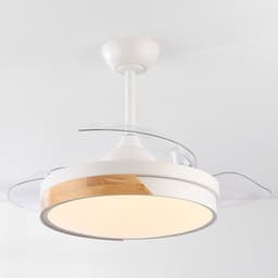 LumenXL - Plafondventilator met lamp en 3 uitklapbare bladen, Vjetar - wit met houtoptiek — thumbnail 1