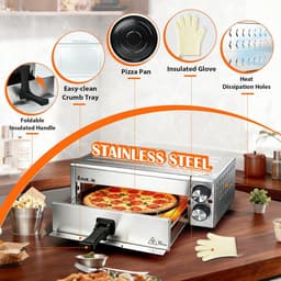 Elektrische Pizzaoven en Heteluchtfriteuse (Airfryer) - RVS, 1800W, Timer & Temperatuur Instelbaar — thumbnail 4