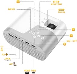 Hoco, Android HD-videoprojector 720p WiFi Bluetooth HDMI met streaming-apps, Wit — thumbnail 2