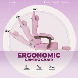 GTPLAYER - Gamingstoel Bureaustoel - Met 160° Verstelbare Rug - Roze Stoff — thumbnail 5