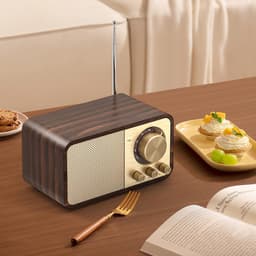 ACEP Vintage Radio - Bruin - Draagbare radio - Bluetooth + TF Kaart - 2, 5W Bass Speaker | Met AUX/USB - Radio op batterijen - Radio — thumbnail 5