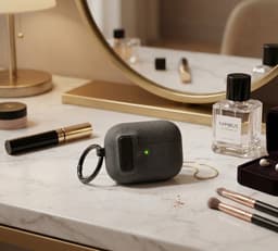 Luxe beschermhoes voor AirPods Pro 3 – Schokabsorberend met sleutelring (Donkergrijs) — thumbnail 2
