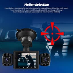 3-Kanaals Dashcam met 64GB Kaart - 1080P Full HD voor Voor en Binnen — thumbnail 5