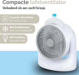 Lifetime Air Mini Aircooler Tafelventilator met Koelelement - Verstelbare Mini Ventilator met 3 Standen - USB Ventilator met LED Licht - 240 ML Koelelement - voor Tafel Bureau Slaapkamer — thumbnail 2