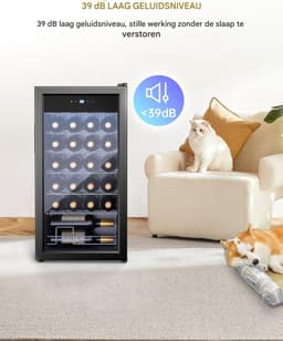 Vrijstaande Wijnkoelkast 82 Liter - Wijnklimaatkast voor 28 Flessen - Digitale Touch Temperatuurregeling - LED Binnenverlichting - 84 cm Hoge Wijnkoeler - Energieklasse G Wijnkoelkast voor Thuisgebruik - Wijnkoeler - Wijnklimaatkast — thumbnail 3