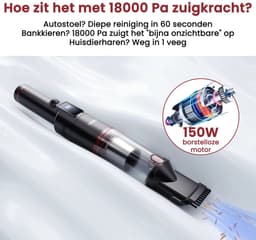 Trexxo - Stofzuiger - Stofzuiger draadloos - draagbare autostofzuiger - SmartAI - Handstofzuiger - 3 mondstukken - lucht filtratie — thumbnail 2