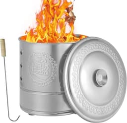 Roestvrijstalen Verbrandingsoven - Papierverbrander Buiten - Afval Verwerken - Draagbaar met Handvat - 28 x 28 x 28 cm - Zilver — thumbnail 1
