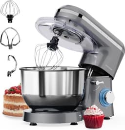 RONN® Mixer met Mengkom - Keukenmachine - Mixer - 6 Liter Mengkom - Grijs - 39cm x 24cm x 32cm — thumbnail 1