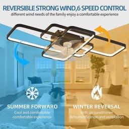 Moderne LED Plafondventilator met Verlichting - Dimbaar - Stille Zomer Ventilator met Afstandsbediening en App Besturing — thumbnail 4