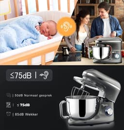 Florixa® Mixer met Mengkom - Keukenmachine - Handmixer - Donkergrijs - 46cm x 36cm x 27cm — thumbnail 2