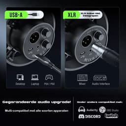 FIFINE K688 - Met XLR Kabel - USB / XLR - Dynamische Microfoon - Streaming - Podcasting - Gaming - Geschikt voor PS4 / PS5 / PC - Zwart — thumbnail 5