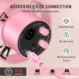 FIFINE K688 - Met XLR - USB / XLR - Dynamische Microfoon - Streaming - Podcasting - Gaming - Geschikt voor PS4 / PS5 / PC - Roze — thumbnail 3