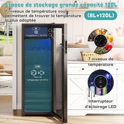 STILVORA Koelkast Stil – 128 L – Met Vriesvak En Ledverlichting – Roestvrij Staal – Zwart – Vrijstaand Voor Woonkamer Kantoor Caravan — thumbnail 4