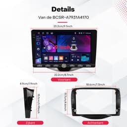 Boscer Autoradio - Geschikt voor Toyota Aygo, Citroën C1 & Peugeot 108 (2015–2020) - 4+64GB Android 15 - 9 Inch HD Touchscreen (1280x720) - Draadloze Apple CarPlay & Android Auto - GPS, WiFi & Bluetooth - Camera & Microfoon — thumbnail 5