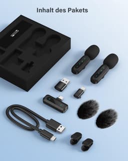 Draadloze Lavaliermicrofoon - 2-Stuks Mini Microfoon met Ruisonderdrukking & Reverb - voor Vlogging, Video, TikTok, YouTube - Zwart - 1 Set — thumbnail 4