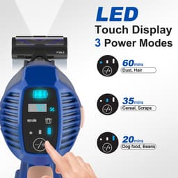 YYchan Stofzuiger - Steelstofzuiger Draadloos 300W - 4000mAh-batterij - zonder zak - Ultralicht - LED-zuigmond - Blauw — thumbnail 2